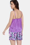 Zivame Bohemian Blooms Woven Shorts Set - Purple Magic — thumbnail 3